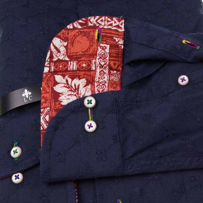 Louis&Clerk(ルイス＆クラーク) 長袖カッタウェイ ネイビー ワイシャツ【OUTLETS】