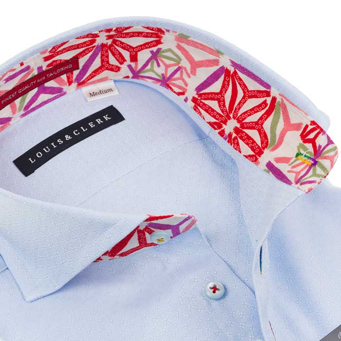 Louis&Clerk(ルイス＆クラーク) 長袖カッタウェイ ブルー ワイシャツ【OUTLETS】