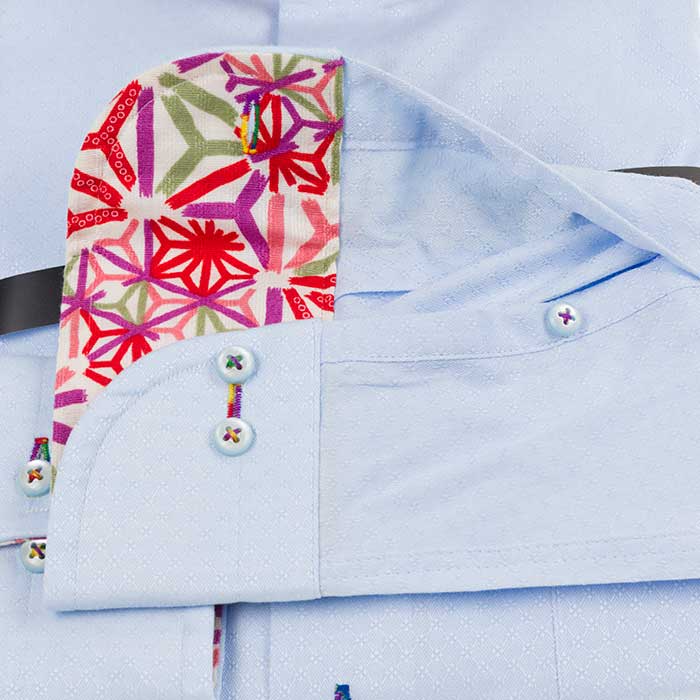Louis&Clerk(ルイス＆クラーク) 長袖カッタウェイ ブルー ワイシャツ【OUTLETS】