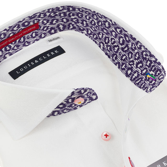 Louis&Clerk(ルイス＆クラーク) 長袖カッタウェイ ホワイト ワイシャツ【OUTLETS】