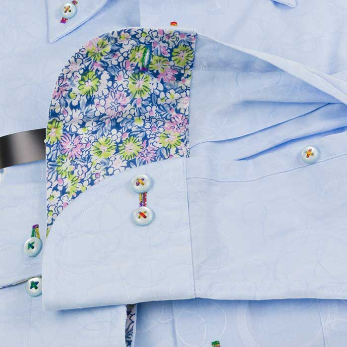 Louis&Clerk(ルイス＆クラーク) 長袖ボタンダウン ブルー ワイシャツ【OUTLETS】