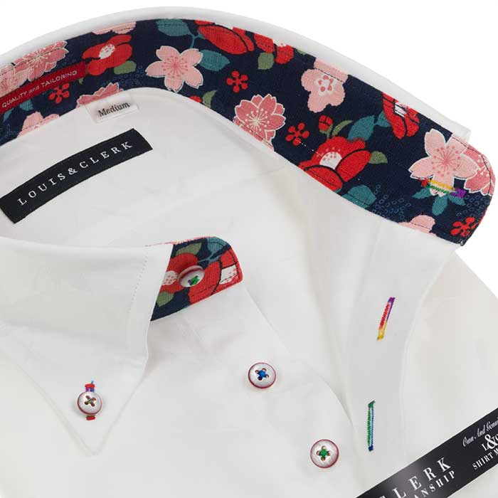 Louis&Clerk(ルイス＆クラーク) 長袖ボタンダウン ホワイト ワイシャツ【OUTLETS】