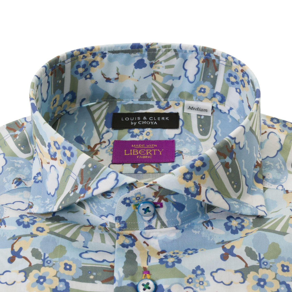 LOUIS&CLERK（ルイス＆クラーク）長袖カッタウェイワイドカラー ブルー ワイシャツ【OUTLETS】