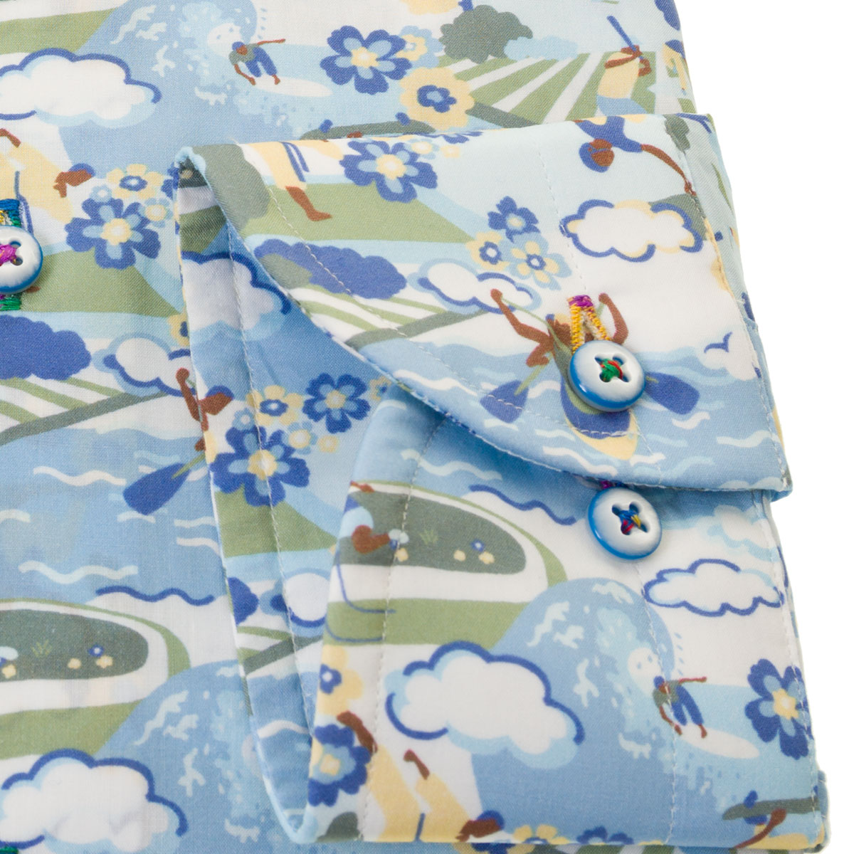 LOUIS&CLERK（ルイス＆クラーク）長袖カッタウェイワイドカラー ブルー ワイシャツ【OUTLETS】