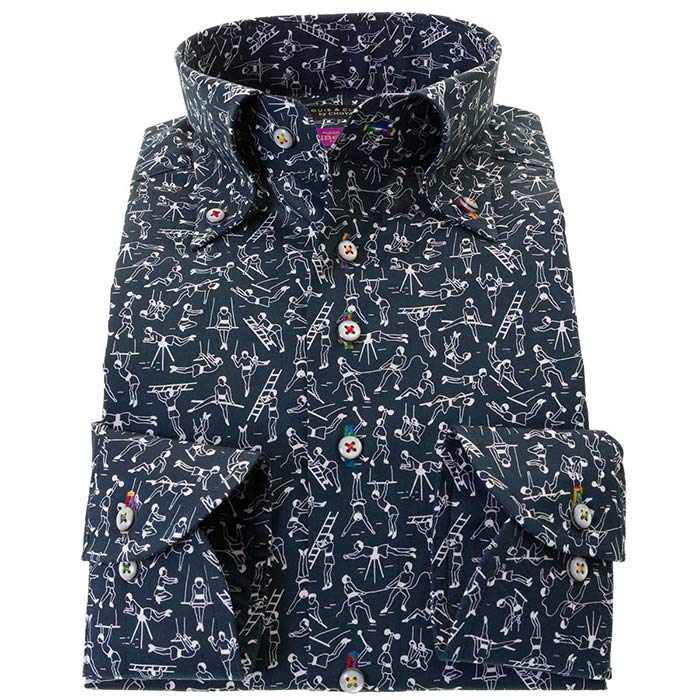 LOUIS&CLERK（ルイス＆クラーク）長袖ボタンダウン ネイビー ワイシャツ【OUTLETS】