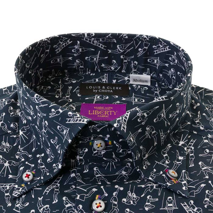 LOUIS&CLERK（ルイス＆クラーク）長袖ボタンダウン ネイビー ワイシャツ【OUTLETS】