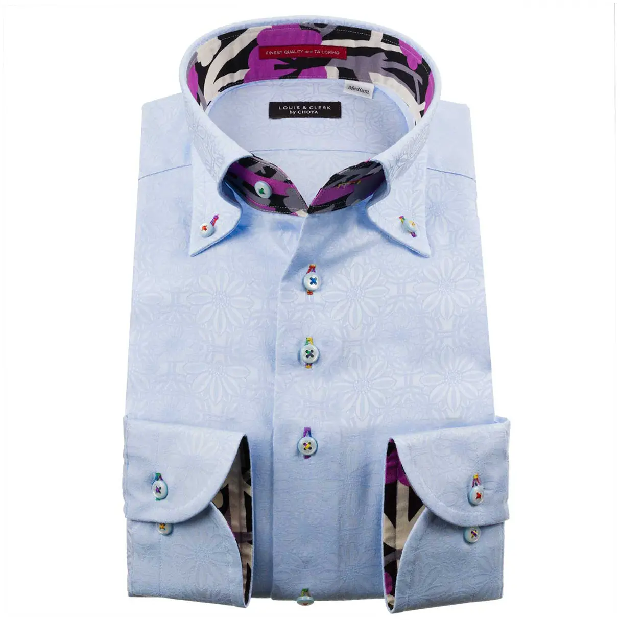 Louis&Clerk(ルイス＆クラーク) 長袖ボタンダウン ブルー ワイシャツ【OUTLETS】