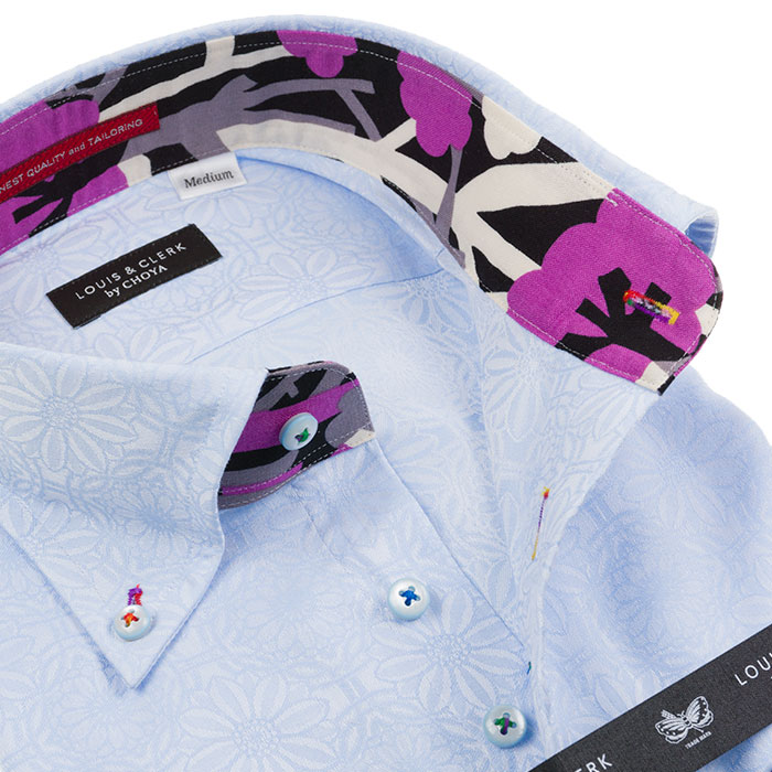 Louis&Clerk(ルイス＆クラーク) 長袖ボタンダウン ブルー ワイシャツ【OUTLETS】