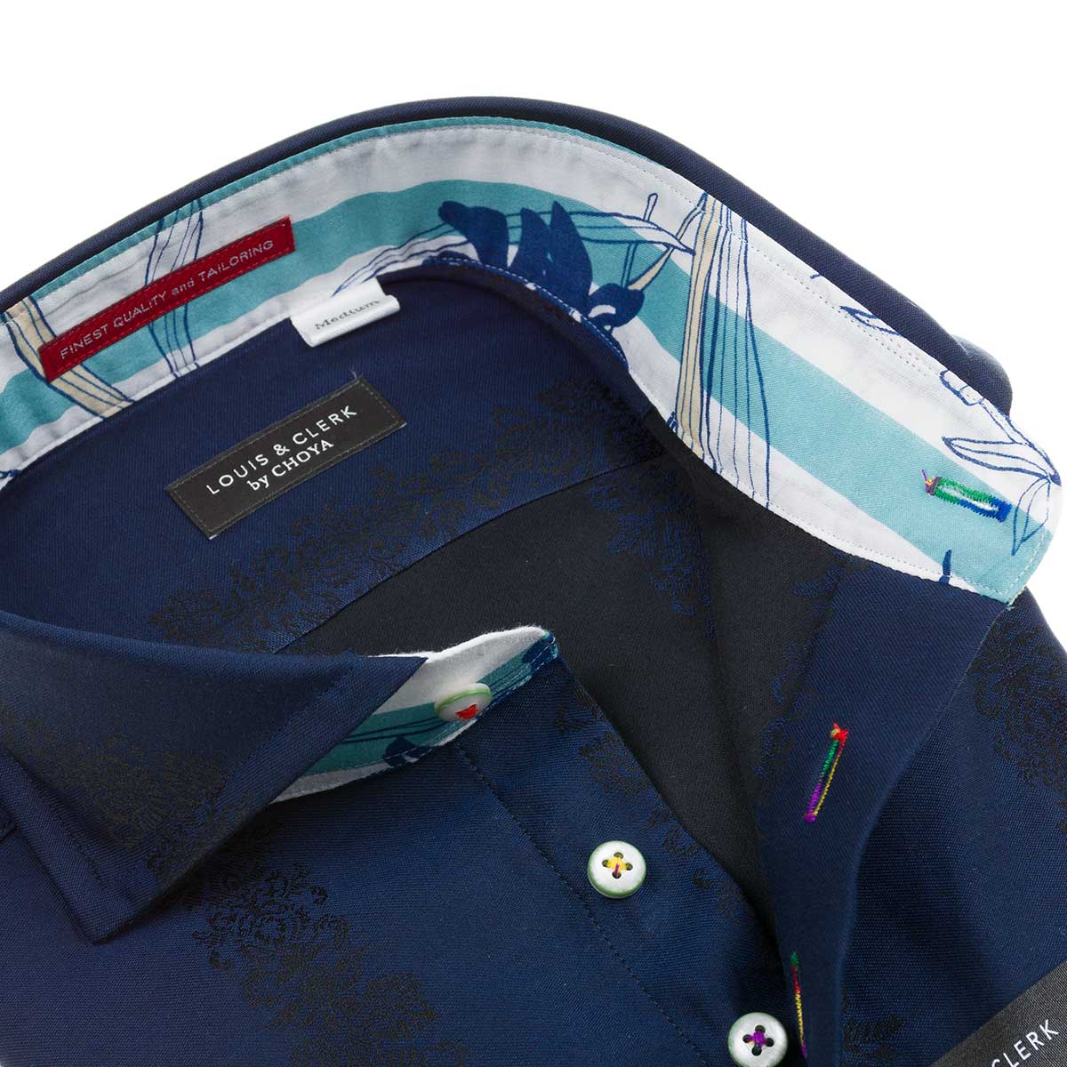 LOUIS&CLERK（ルイス＆クラーク）長袖カッタウェイ ネイビー ワイシャツ【OUTLETS】