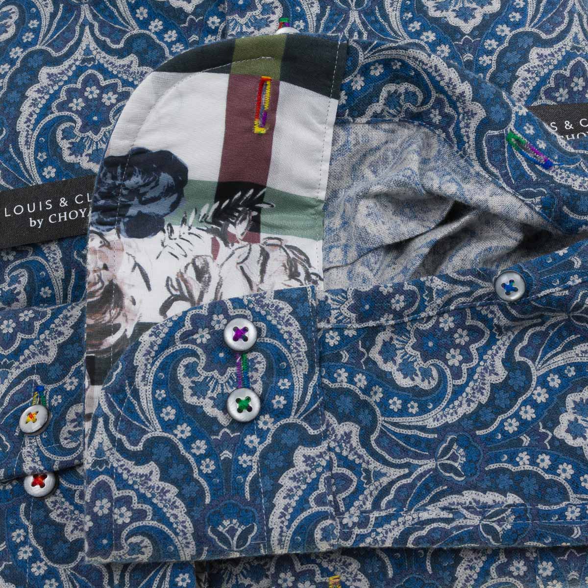 LOUIS&CLERK（ルイス＆クラーク）長袖カッタウェイ ブルー ワイシャツ【OUTLETS】