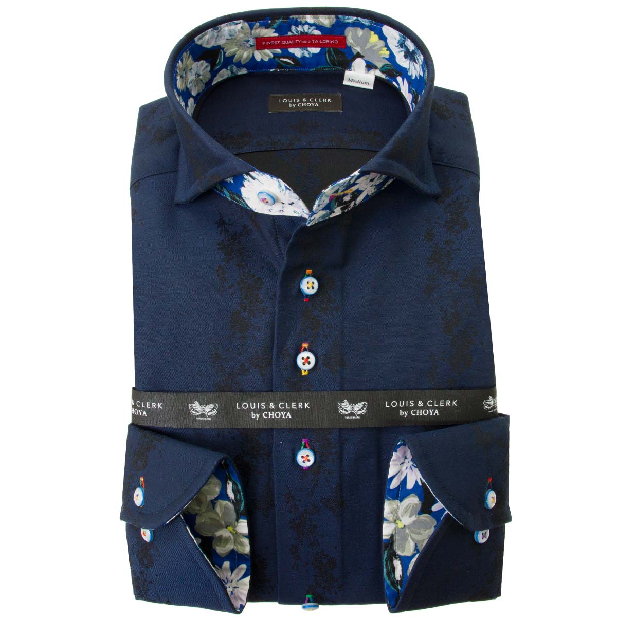 LOUIS&CLERK（ルイス＆クラーク）長袖カッタウェイ ネイビー ワイシャツ【OUTLETS】
