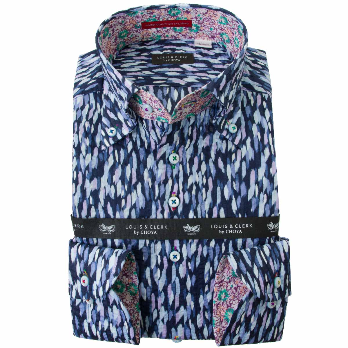 LOUIS&CLERK（ルイス＆クラーク）長袖ボタンダウン ネイビー ワイシャツ【OUTLETS】