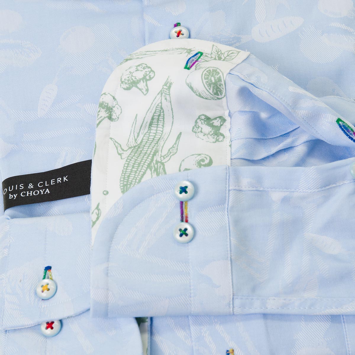 LOUIS&CLERK（ルイス＆クラーク）長袖ワイドカラー ブルー ワイシャツ【OUTLETS】