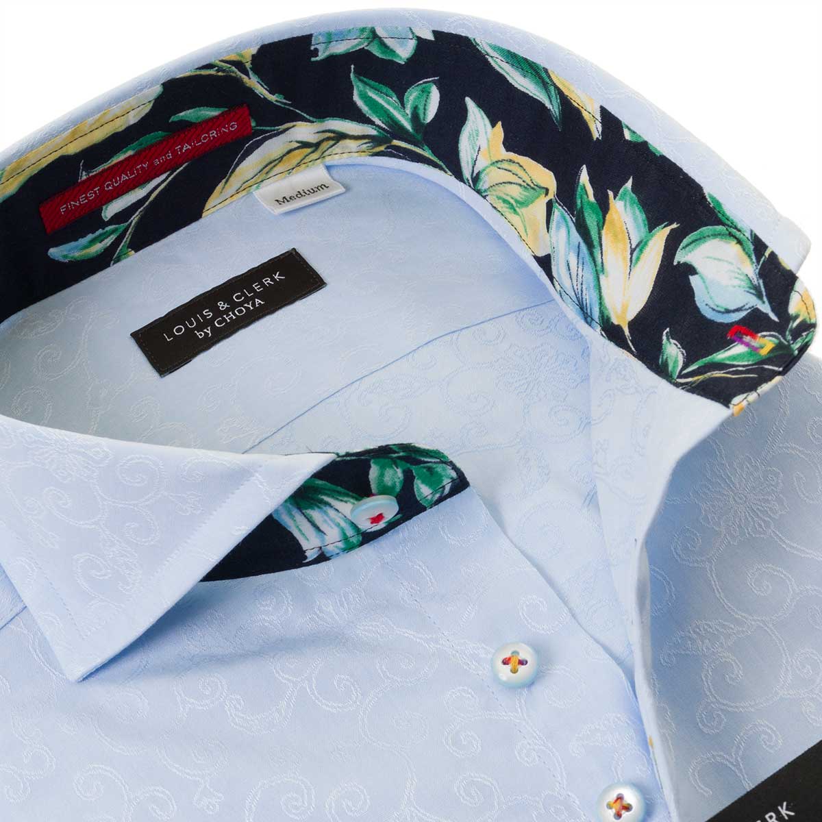 LOUIS&CLERK（ルイス＆クラーク）長袖カッタウェイ ブルー ワイシャツ【OUTLETS】