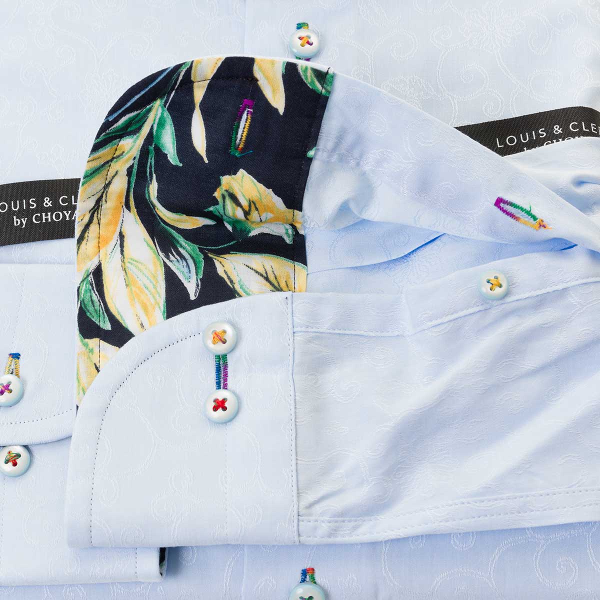 LOUIS&CLERK（ルイス＆クラーク）長袖カッタウェイ ブルー ワイシャツ【OUTLETS】
