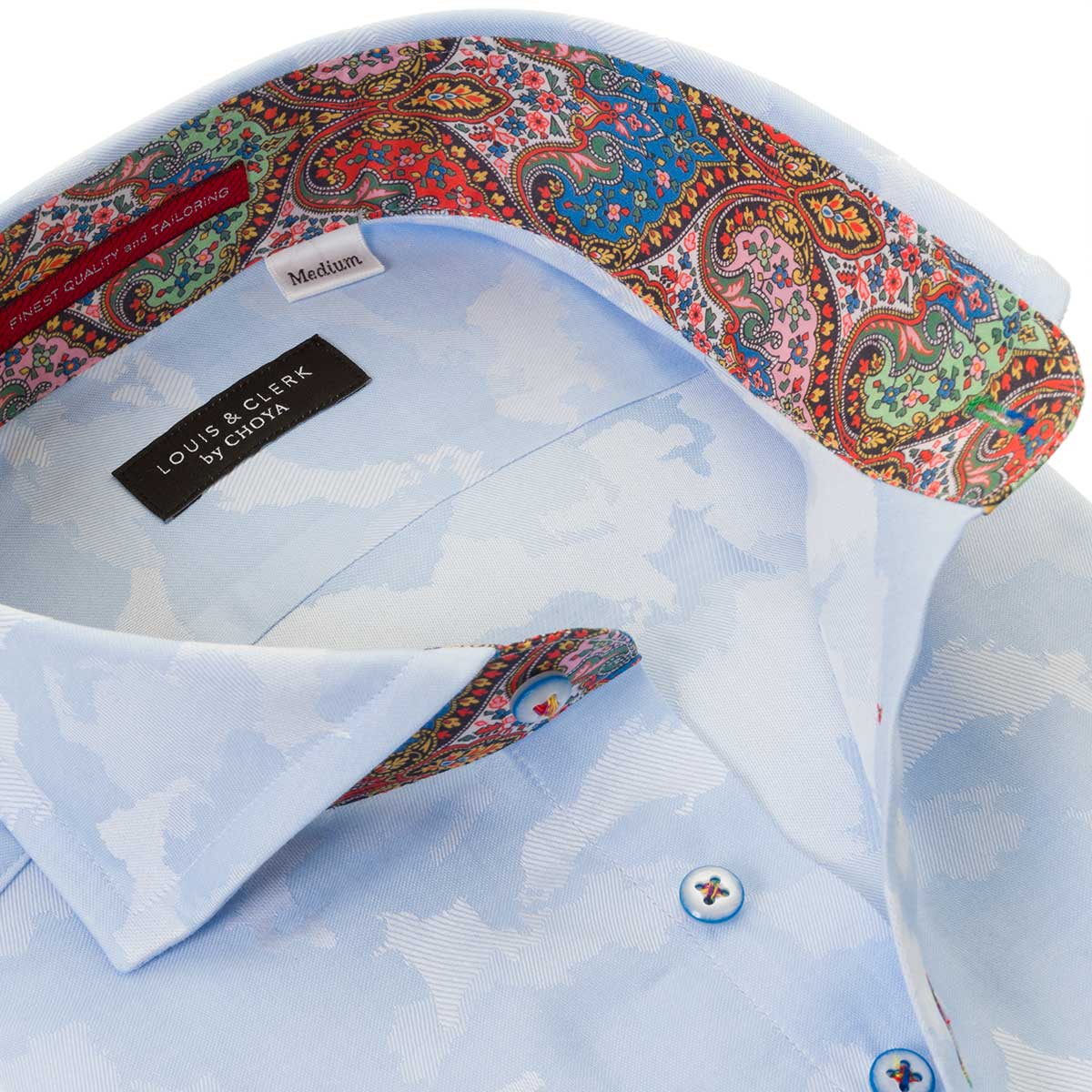 LOUIS&CLERK（ルイス＆クラーク）長袖カッタウェイ ブルー ワイシャツ【OUTLETS】