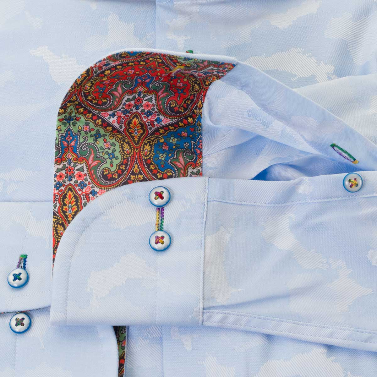 LOUIS&CLERK（ルイス＆クラーク）長袖カッタウェイ ブルー ワイシャツ【OUTLETS】
