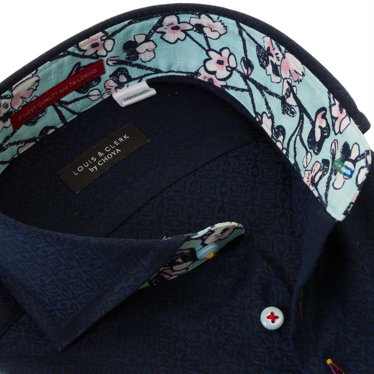 LOUIS&CLERK（ルイス＆クラーク）長袖カッタウェイ ネイビー ワイシャツ【OUTLETS】