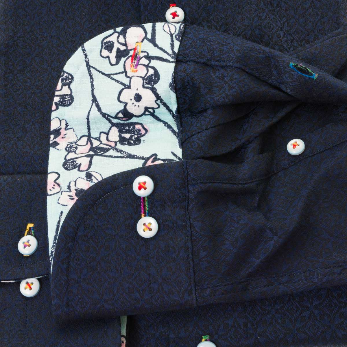 LOUIS&CLERK（ルイス＆クラーク）長袖カッタウェイ ネイビー ワイシャツ【OUTLETS】