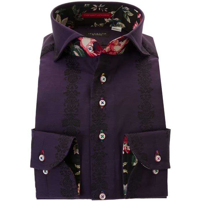 LOUIS&CLERK（ルイス＆クラーク）長袖カッタウェイ パープル ワイシャツ【OUTLETS】