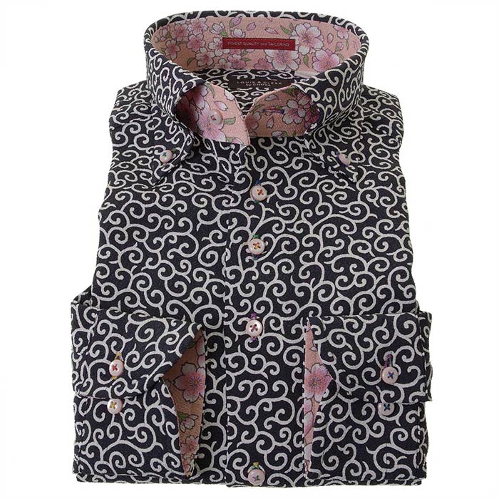 LOUIS&CLERK（ルイス＆クラーク）長袖ボタンダウン ネイビー ワイシャツ【OUTLETS】