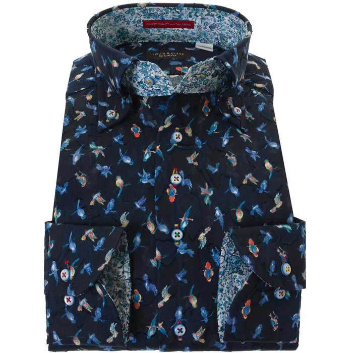 LOUIS&CLERK（ルイス＆クラーク）長袖ボタンダウン ネイビー ワイシャツ【OUTLETS】
