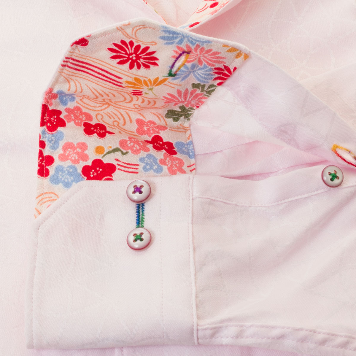 LOUIS&CLERK（ルイス＆クラーク）長袖スタンドカラー ピンク ワイシャツ【OUTLETS】