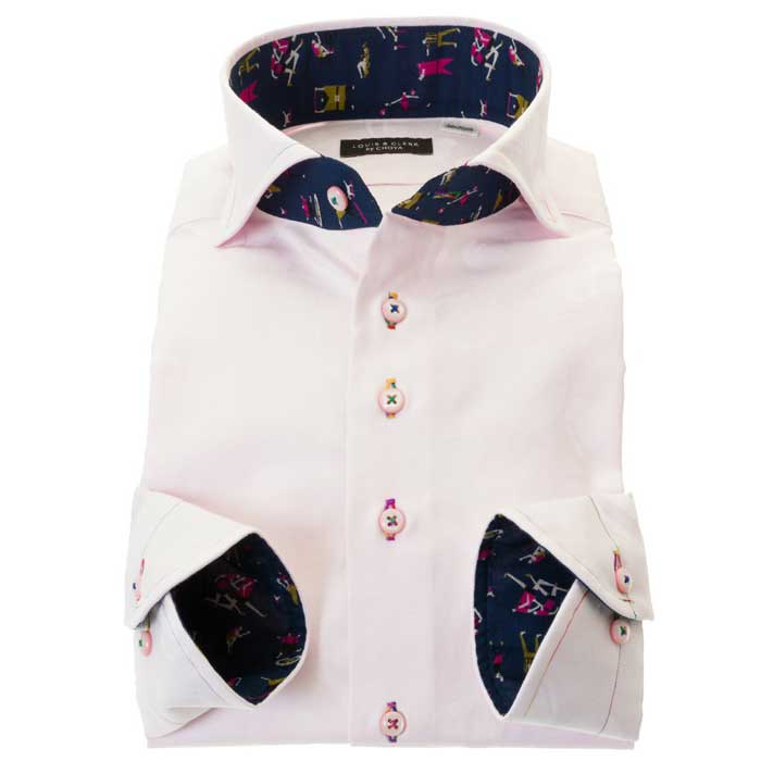 ◆ブランド／LOUIS & CLERK◆商品ジャンル／長袖ワイシャツ◆サイズ展開／S,M,L,LL,3L,5L,◆シルエット／コンフォート◆衿型／カッタウェイ◆袖丈／長袖◆色／ピンク◆柄／総柄