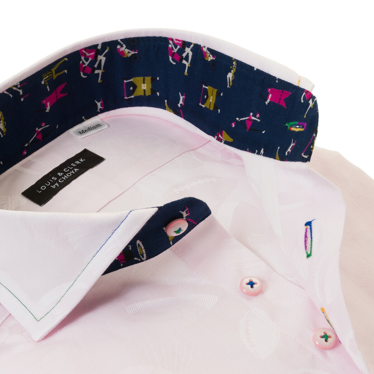 LOUIS&CLERK（ルイス＆クラーク）長袖カッタウェイ ピンク ワイシャツ【OUTLETS】