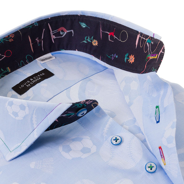 LOUIS&CLERK（ルイス＆クラーク）長袖カッタウェイ ブルー ワイシャツ【OUTLETS】