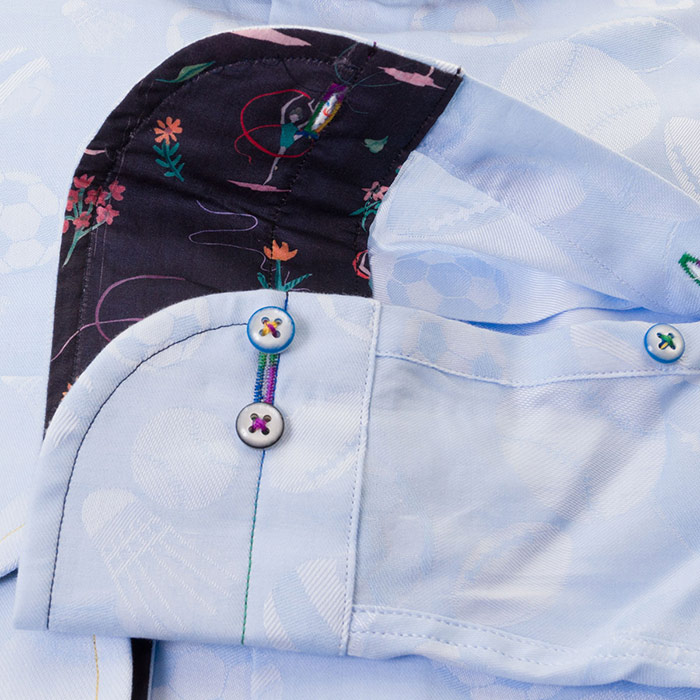 LOUIS&CLERK（ルイス＆クラーク）長袖カッタウェイ ブルー ワイシャツ【OUTLETS】