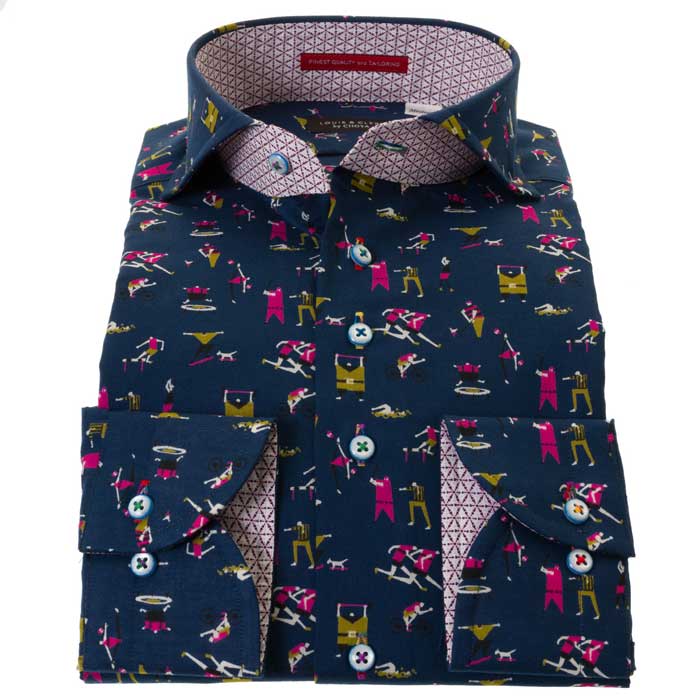 LOUIS&CLERK（ルイス＆クラーク）長袖カッタウェイ ネイビー ワイシャツ【OUTLETS】