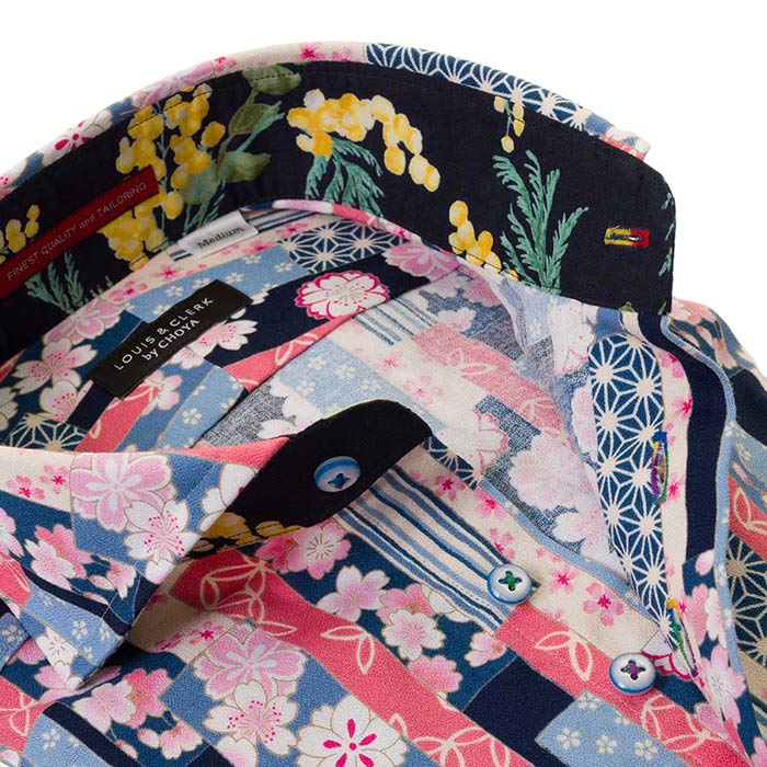 LOUIS&CLERK（ルイス＆クラーク）長袖カッタウェイ ネイビー ワイシャツ【OUTLETS】