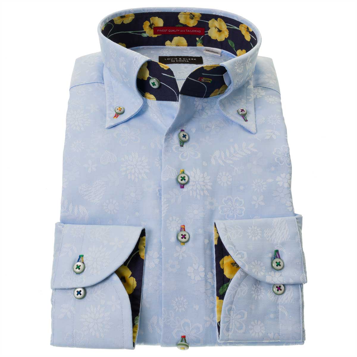 LOUIS&CLERK（ルイス＆クラーク）長袖ボタンダウン ブルー ワイシャツ【OUTLETS】