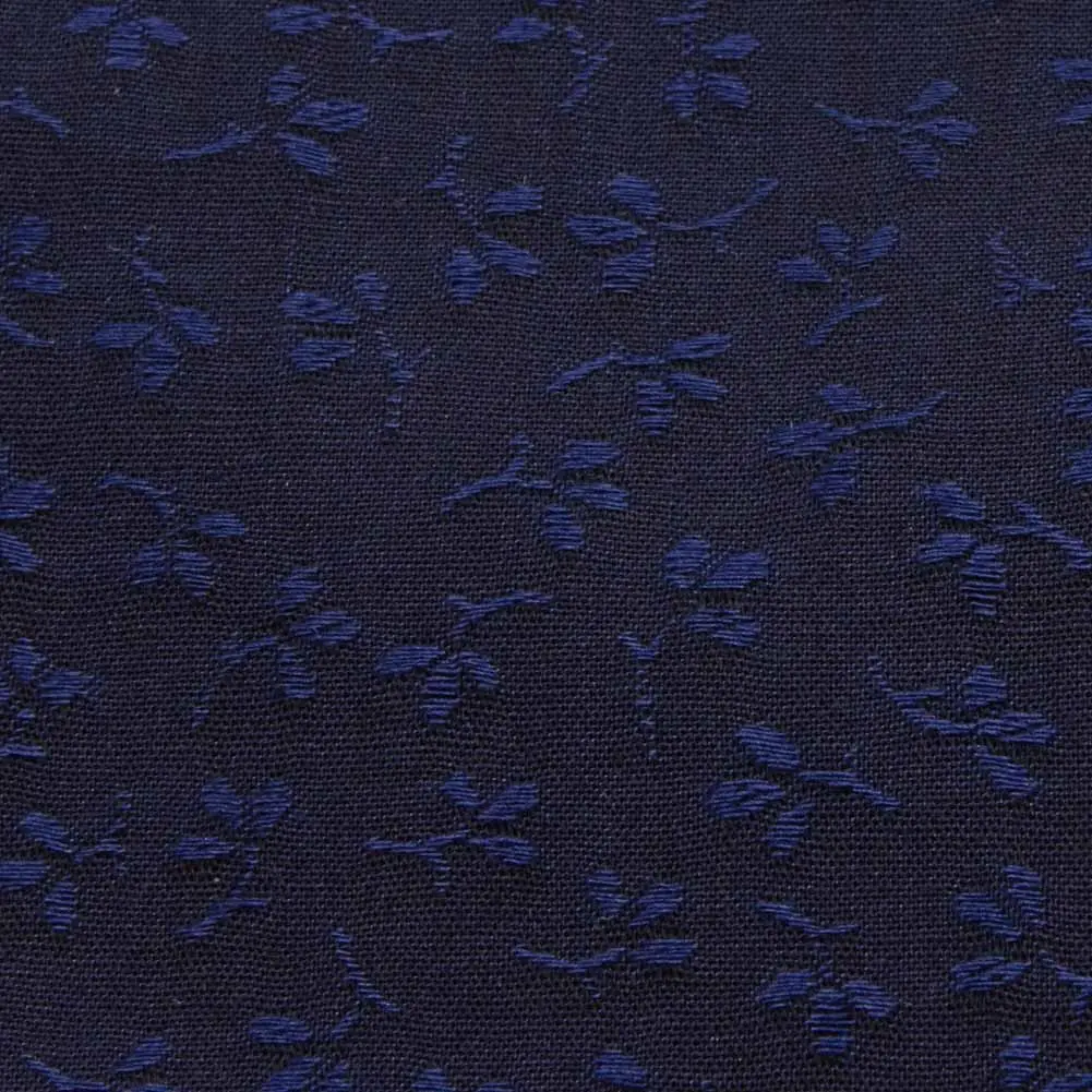 ワイシャツ 花柄 草木、ボタニカル ネイビー ジャカード ドビー