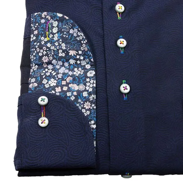 holiday paint s/s ワークシャツ ワイシャツ 花柄 草木、ボタニカル ペイズリー ネイビー ジャ