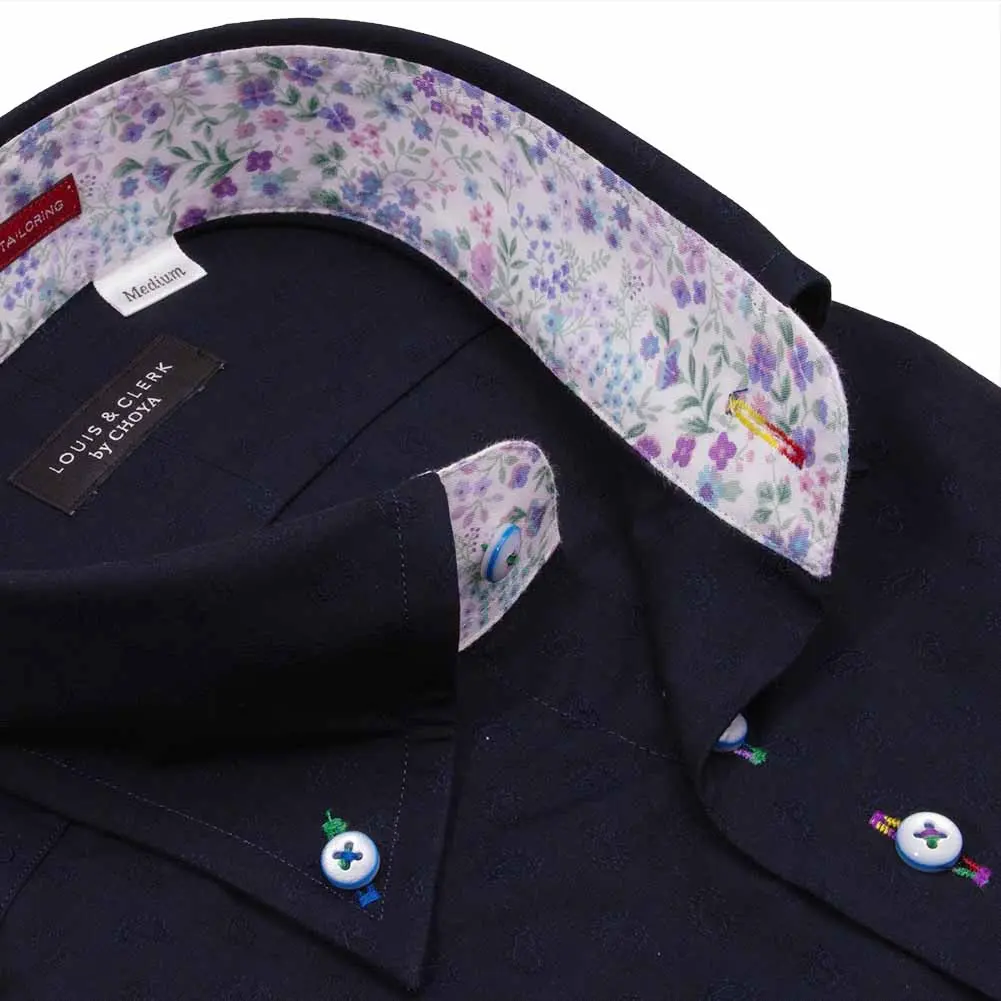 holiday paint s/s ワークシャツ オーナメントジャガードストレッチ レギュラーカラーシャツ