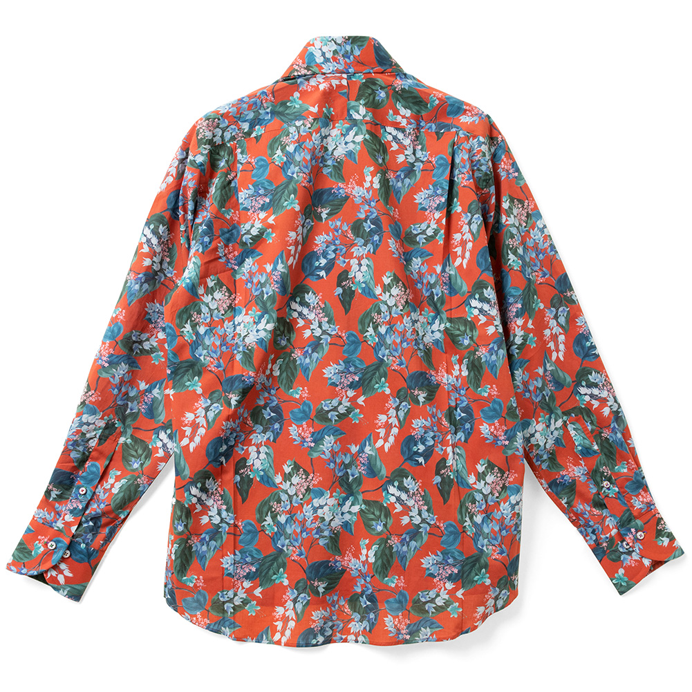 ワイシャツ 花柄 レッド ブロード LOUIS & CLERK