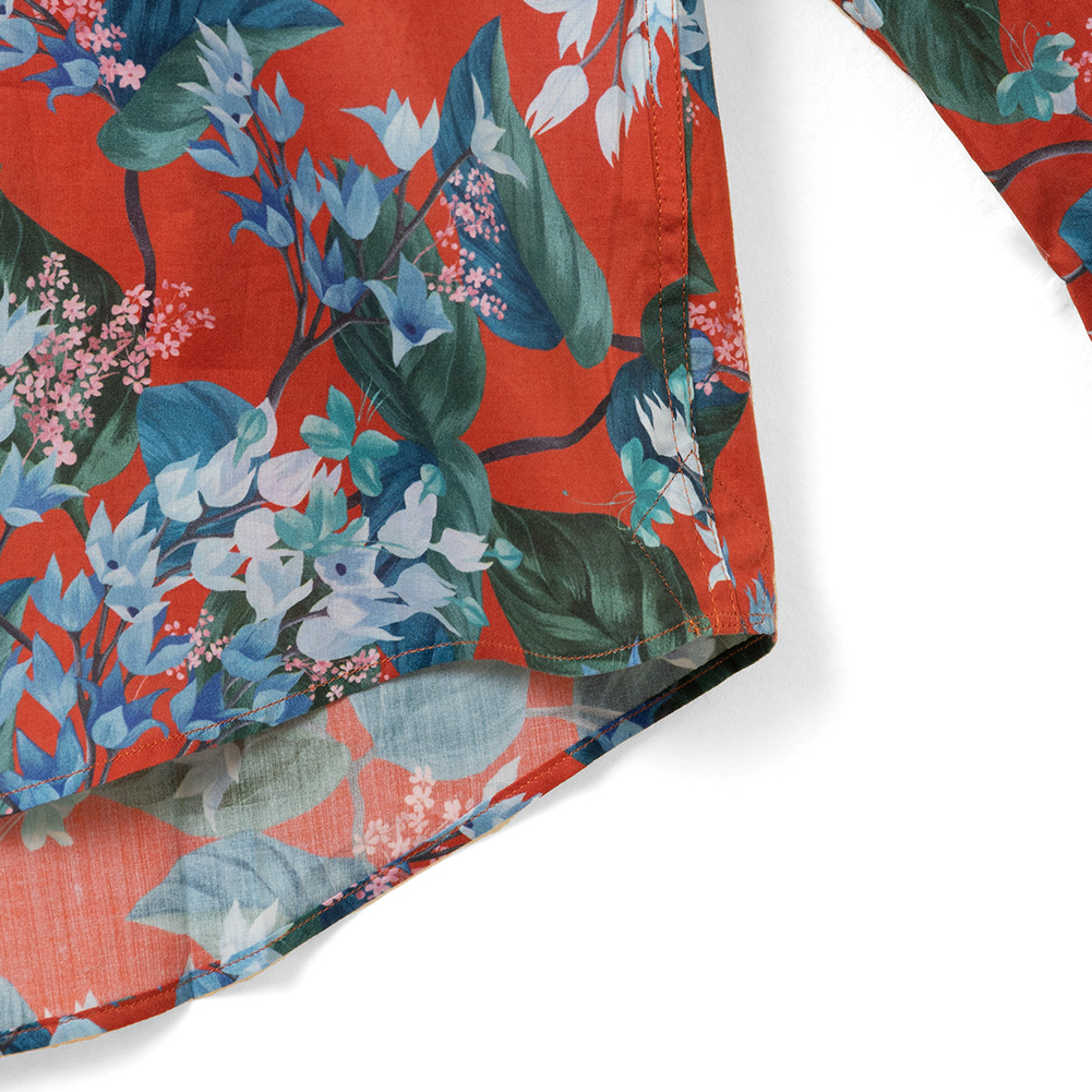 ワイシャツ 花柄 レッド ブロード LOUIS & CLERK
