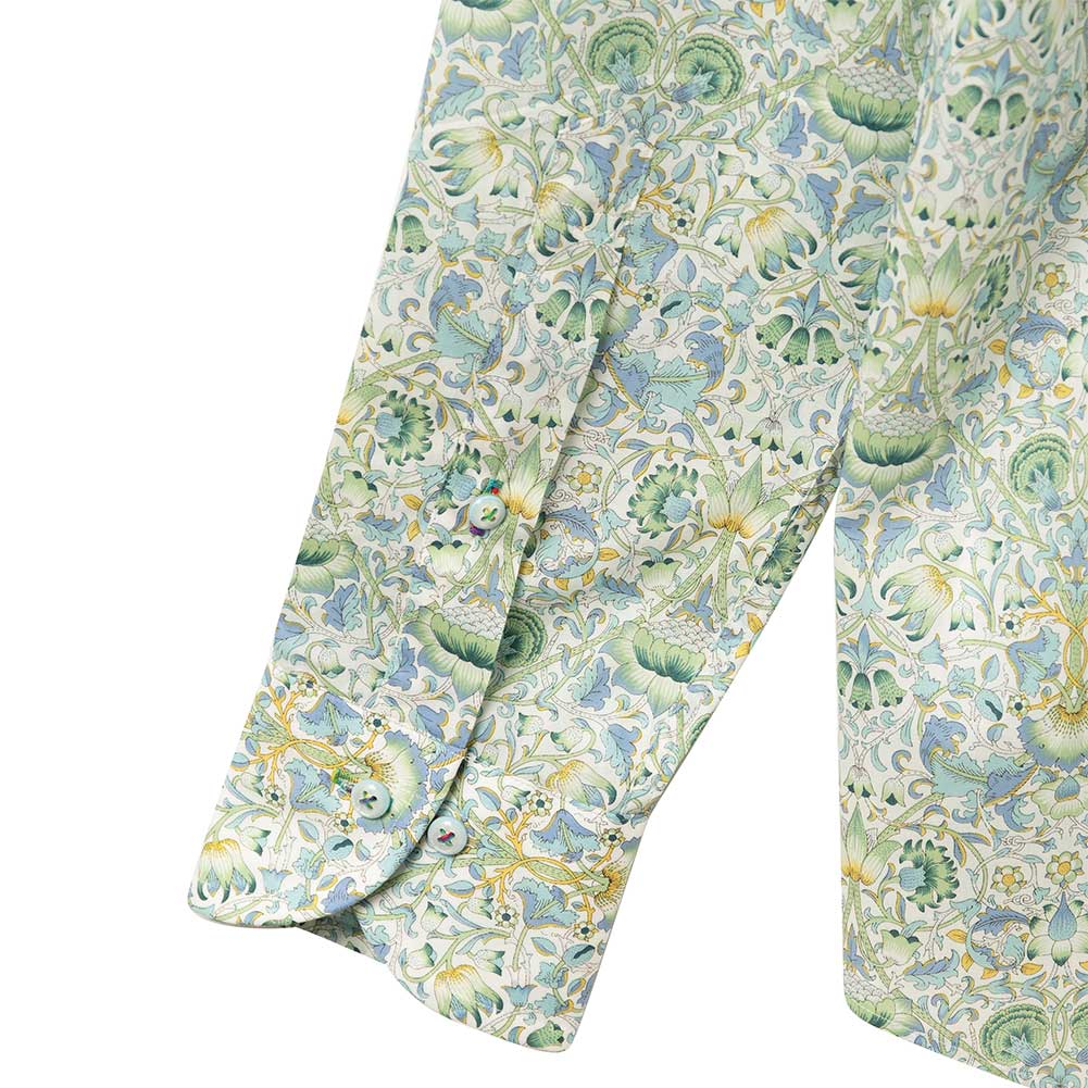 ワイシャツ 花柄 リバティプリント コットンタナローン ＜Lodden＞ 草木、ボタニカル グリーン   LOUIS & CLERK