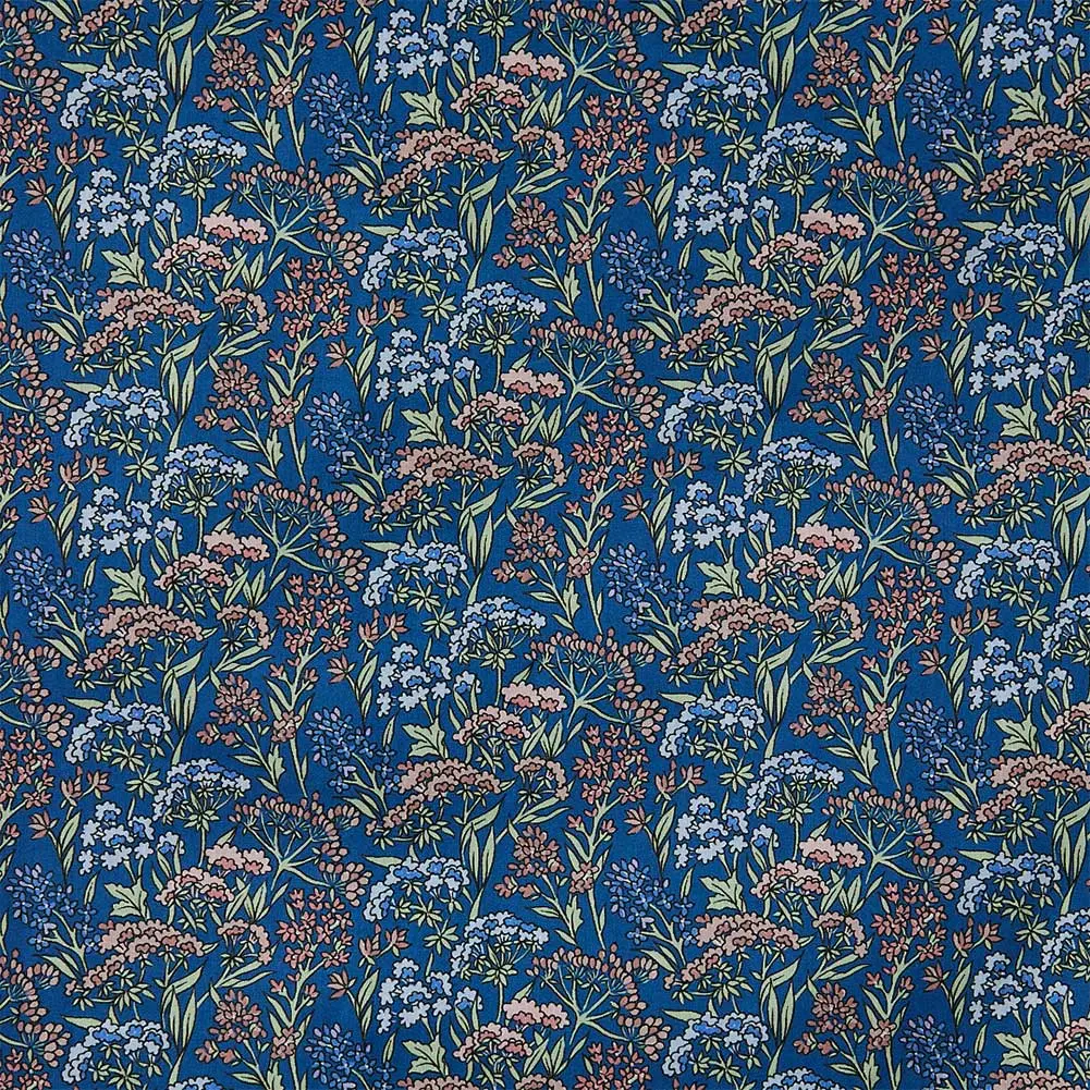 ワイシャツ 花柄 プリント 草木、ボタニカル ブルー   LOUIS & CLERK