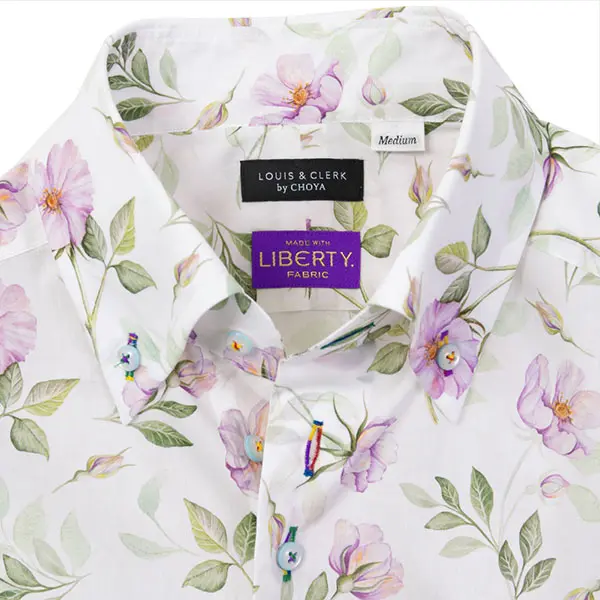 ワイシャツ 花柄 リバティプリント グリーナウェイズ・ローズ タナローン ＜Greenaway's Rose＞ 草木、ボタニカル グリーン   LOUIS & CLERK