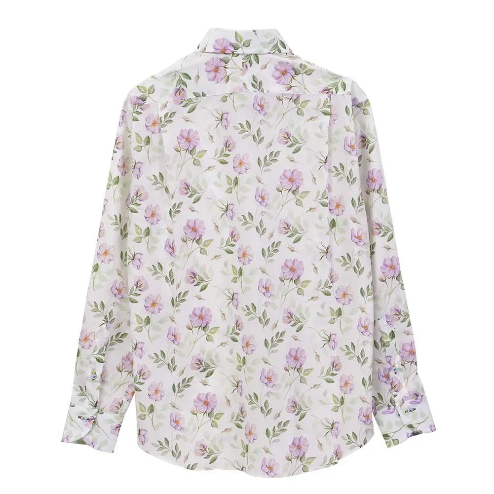 ワイシャツ 花柄 リバティプリント グリーナウェイズ・ローズ タナローン ＜Greenaway's Rose＞ 草木、ボタニカル グリーン   LOUIS & CLERK