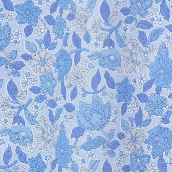 ワイシャツ 花柄 リバティプリント フローラル・オベーション タナローン ＜Floral Ovation＞ 草木、ボタニカル ブルー   LOUIS & CLERK