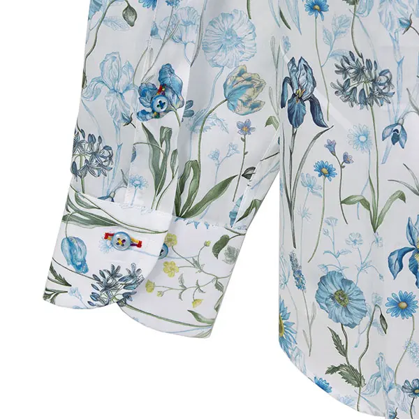 ワイシャツ 花柄 リバティプリント メドゥ・ミューズ タナローン ＜Meadow Muse＞ト 花柄 草木、ボタニカル ブルー   LOUIS & CLERK