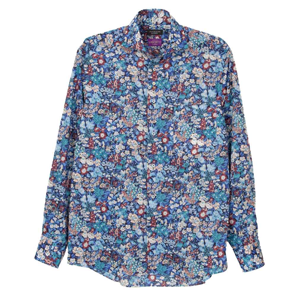 ワイシャツ プリント 草木、ボタニカル 花柄 ペイズリー 総柄 ピンク