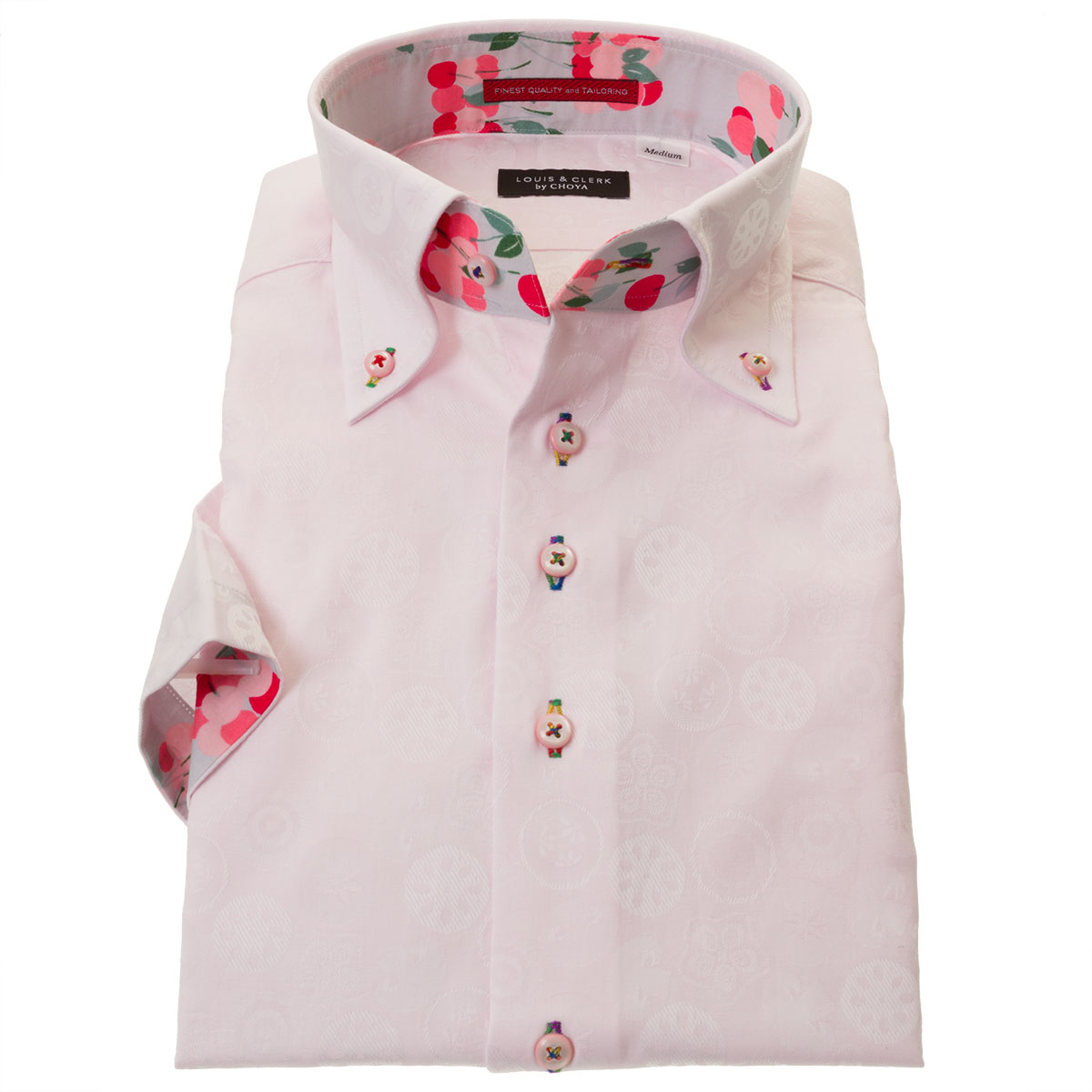 LOUIS&CLERK（ルイス＆クラーク）半袖ボタンダウン ピンク ワイシャツ【OUTLETS】