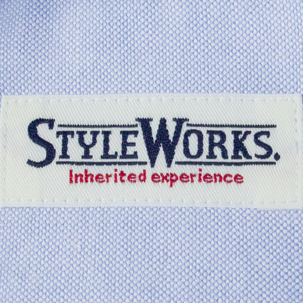 ワイシャツ スリムフィット ブルー  オックスフォード   STYLE WORKS