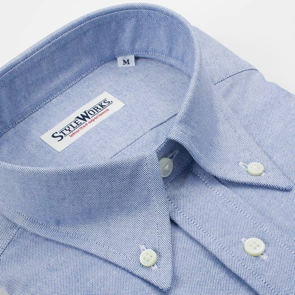 ワイシャツ スリムフィット ネイビー  オックスフォード   STYLE WORKS