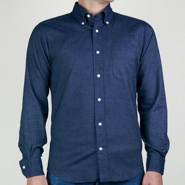 STYLE WORKS(スタイルワークス) 長袖ボタンダウン ネイビー ワイシャツ【OUTLETS】